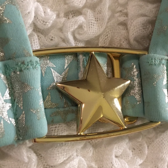 Mint Blue and Silver Stars Bikini Top - Picture 8 of 9